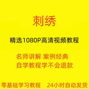 刺绣视频教程教学培训课程在线自学针线训练零基础入门到精通教程-虚拟资料仓