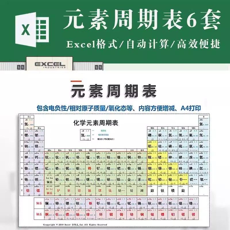 化学元素周期表pdf电子版可打印编辑修改新版高清图片jpg学生素材-虚拟资料仓