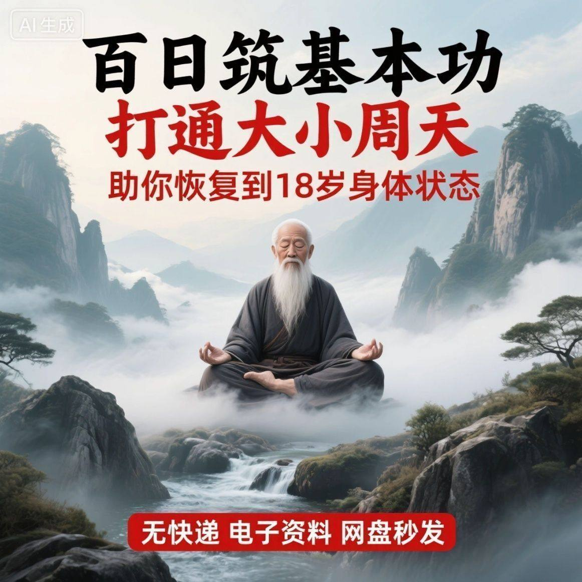 百日筑基功打通大小周天电子版视频课程动功通脉秘传心法打坐讲解-虚拟资料仓