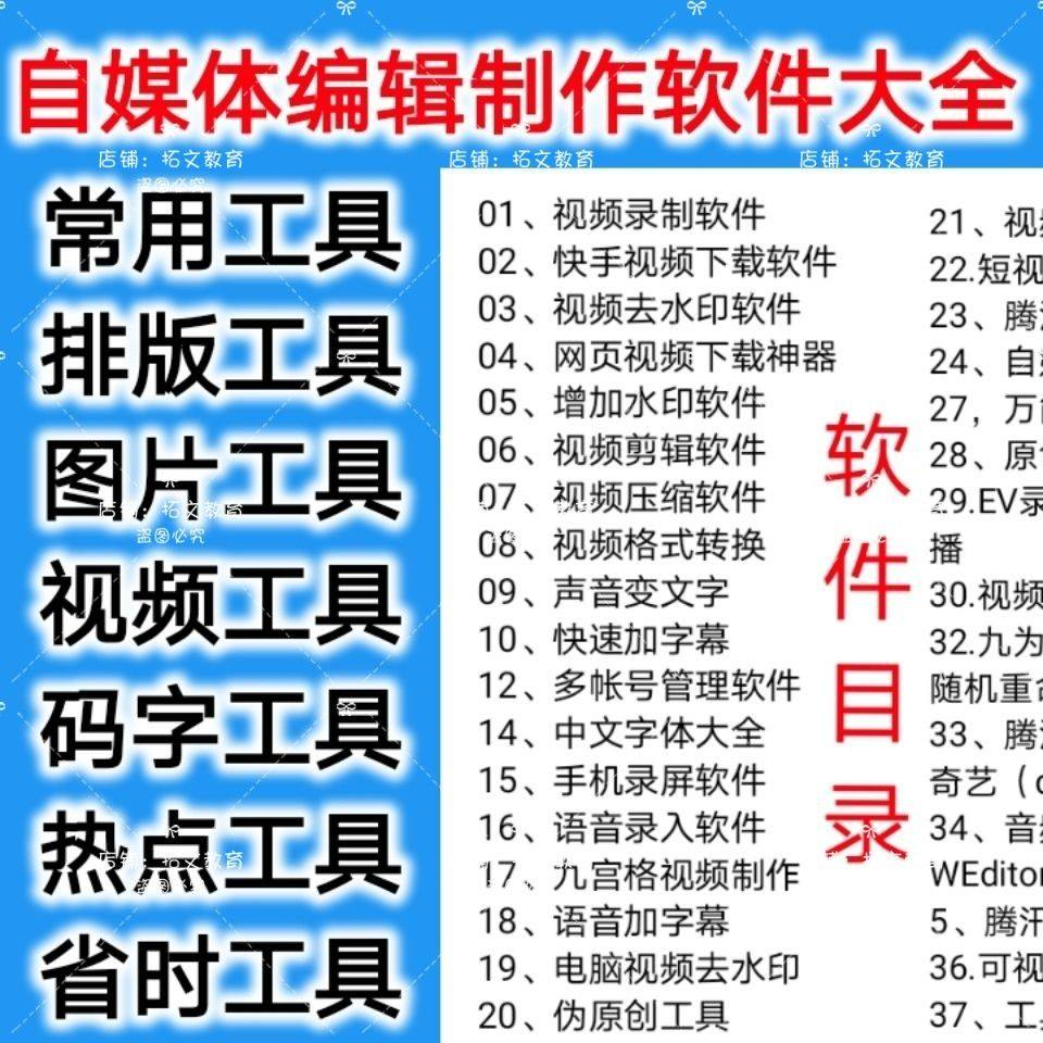 自媒体编辑制作软.件视频剪辑处理去水印工具视频压缩工具大全套-虚拟资料仓