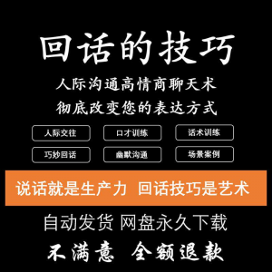 回话的技术电子版技巧高情商沟通异性聊天训练说话音频视频资料-虚拟资料仓
