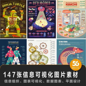 147张信息可视化数据图表平面创意设计样式信息组织效果图片素材-虚拟资料仓