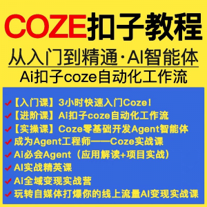扣子coze教程工作流从入门到精通智能体开发搭建应用实战教学课程-虚拟资料仓