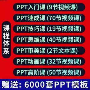 PPT视频教程幻灯制作动画演示文稿Office办公软件入门到高阶课程-虚拟资料仓