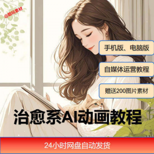 治愈系AI插画动画视频制作教程课程素材自媒体运营小白学习必备-虚拟资料仓