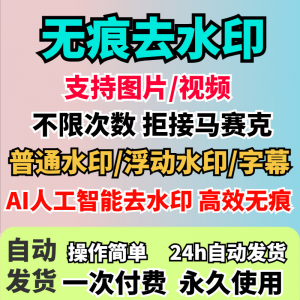 视频去水印软件无痕消除文字AI去除图片字幕水印处理手机电脑神器-虚拟资料仓