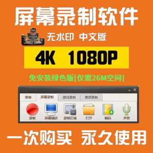 电脑高清1080P录屏录制软件屏幕视频声音录像工具4K无水印mp4格式-虚拟资料仓