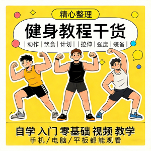 健身运动课程自学运动私教增肌减脂徒手器械锻炼训练视频教程素材-虚拟资料仓