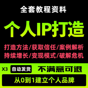 个人IP打造教程如何快速打造个人IP社交品牌定位训练营资料大全新-虚拟资料仓