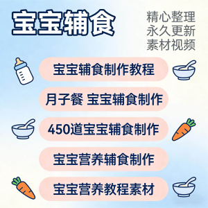 宝宝婴儿辅食制作全套教程配方视频自学方法食谱营养方法教程素材-虚拟资料仓